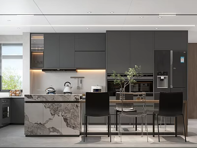 Modern Dining Living Room Open Concept Design With Table Chairs And Cabinets 3d model