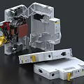 Industrial Electrical Equipment Exploded View Showing Internal Components White Housing And Yellow Parts