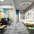 Kindergarten Indoor Activity Space With Pianos Glass Partitions And Comfortable Sofa Area