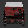 Red and White Boxy Cargo Van with Smooth Exterior and Classic Design