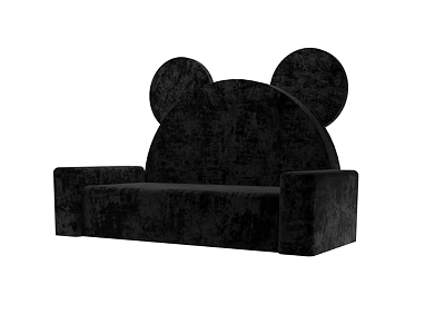 Black Unique-shaped Sofa with Velvet Material and Mickey Mouse Ear Design 3d model