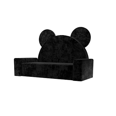 Black Unique-shaped Sofa with Velvet Material and Mickey Mouse Ear Design 3d model