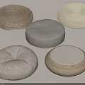 Round Floor Cushions in Beige Grey Brown Woven Fabric for Modern Simple Living Room Decor