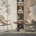 Wicker Rocking Chairs in Modern Living Space with Side Table and Decorative Accents