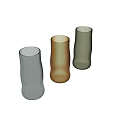 Contemporary Three Colored Textured Glass Vases Featuring Gold Blue Green Hues And Grid Design