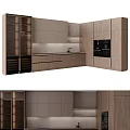 Elegant Modern Kitchen Interior With Wooden Cabinets And Marble Island Countertop Design