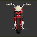 Red Classic Motorcycle with Silver Seat Chrome Details and Shiny Reflective Surface