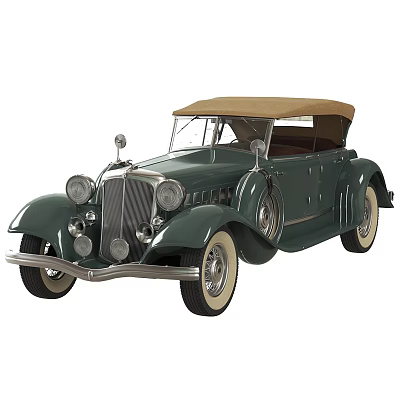 Vintage Classic Car With Beige Convertible Top And Retro Design 3d model