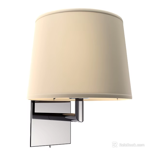 Modern Wall Light With Beige Fabric Shade And Metal Bracket For Interior Decoration 3d model 