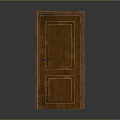 Classic Brown Wooden Hinged Door With Panel Design And Metal Handle