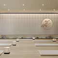 Serene Yoga Fitness Studio With Wooden Floors Natural Light And Circular Decorations