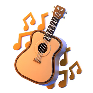 Modern Musical Instrument Guitar Cartoon Musical Instrument Animation Guitar 3d model