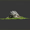 Natural Wooden Stump Featured On Circular Green Grass Outdoor Landscape