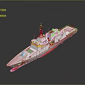Modern Streamlined Vessel Design With White Hull Red Bottom And Superstructure 3d model