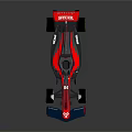 Red and Black Formula One Car with Aerodynamic Design Large Tires and Diffusione Livery