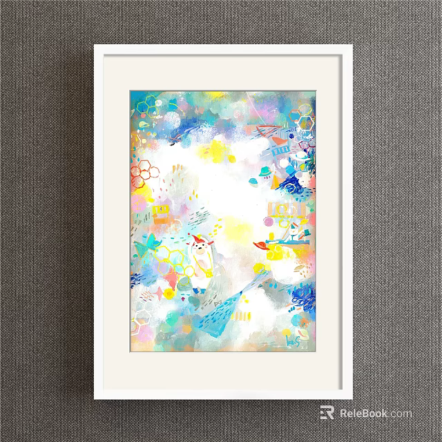 Vibrant Abstract Painting With Colorful Brush Strokes And Geometric Shapes 3d model 