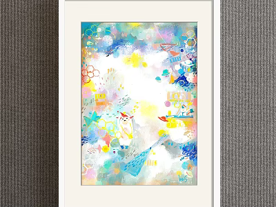 Vibrant Abstract Painting With Colorful Brush Strokes And Geometric Shapes 3d model
