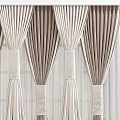 Elegant Beige And Light Brown Pleated Curtains With Sheer Layers And Tiebacks
