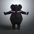 Cute Black Elephant Stuffed Toy With Pink Accents Outstretched Arms And White Paws