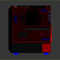 Sleek Black Electronic Device Featuring Red Top Panel And Blue Base Lighting