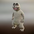 White Cartoon Character With Big Eyes Open Mouth And Short Legs Standing