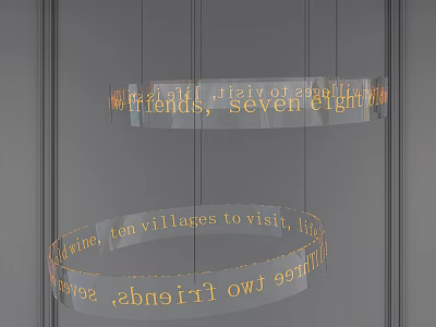 Modern Circular Chandelier With Decorative Text Elements For Interior Spaces 3d model