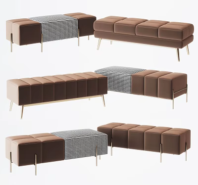 Light Luxury Sofa Stool Foot Combination 3d model Light Luxury Sofa Stool Foot Combination 3d model