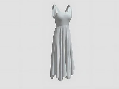 Fashionable Women's Sleeveless Spaghetti Strap Square Neck Long Flowy Dress Design 3d model