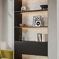 Cozy Study Room Interior With Yellow Sofa Gray Rug Wooden Floor And Bookshelves