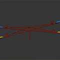 Colorful Playground Seesaw With Red Metal Frame And Blue Yellow Seats For Kids