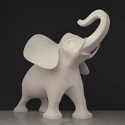 Modern Stylish Decorative Ornament Set Including White Elephant Figurine For Home Interior Decoration 3d model