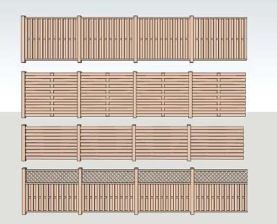 Modern Fence Solid Wood Fence Railing Anticorrosive Wood Fence Fence Collection 3d model