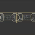 Modern Interior Balustrade With Brass Frame And Gray Marble Panels