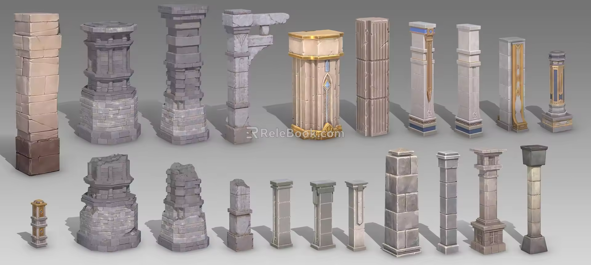 Pillar European Column Palace Stone Column 3d model