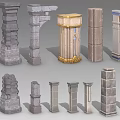 Pillar European Column Palace Stone Column 3d model
