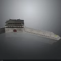 Traditional Chinese Architecture With Gate Tower City Wall Red Gate And Gray Tile Roof