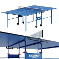 Portable Blue Ping Pong Table with Wheels and Net for Indoor Outdoor Sports Use