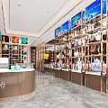 Tobacco and Liquor Store Interior With Cashier Counter And Shelves For Product Displays