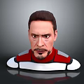 Tony Stark 3D Character Bust Model With Red Silver Armor And White Base