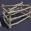 Rustic Natural Wooden Fence Handcrafted with Twisted Branches and Rope Binding