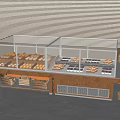 Bakery Display Shelves With Glass Doors Holding Fresh Pastries And Breads