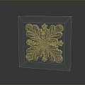 Decorative Square Household Item With Intricate Leaf Carved Pattern Design 3d model
