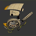 Futuristic Levitating Vehicle With Beige And Brown Exterior Transparent Cockpit Yellow Accent Lines