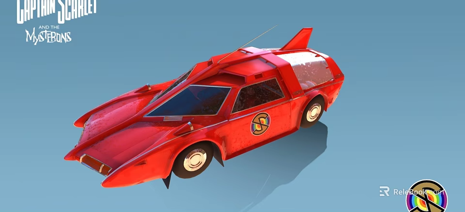 Red Concept Sports Car Featuring Streamlined Body Rear Spoiler And Distinctive Logo 3d model 