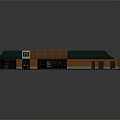 McDonald's Restaurant Exterior Building With Green Awning Brown Roof And Glass Windows
