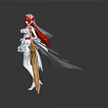 Magical Fantasy Female Character With Red Hair White Dress Golden Staff And White Headdress