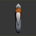 Detailed Sharp Weapon Knife With Orange Handle Silver Blade And Reflective Black Surface