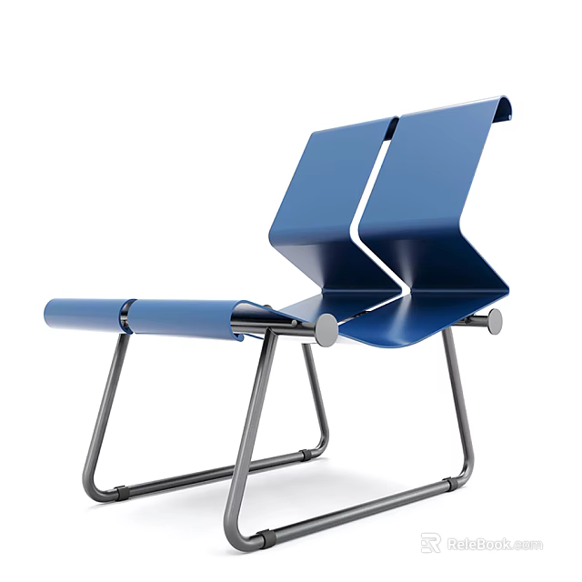Blue Leisure Chair With Modern Metal Frame And Sleek Contemporary Design Elements 3d model 