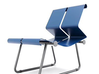 Blue Leisure Chair With Modern Metal Frame And Sleek Contemporary Design Elements 3d model
