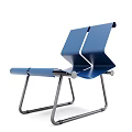 Blue Leisure Chair With Modern Metal Frame And Sleek Contemporary Design Elements